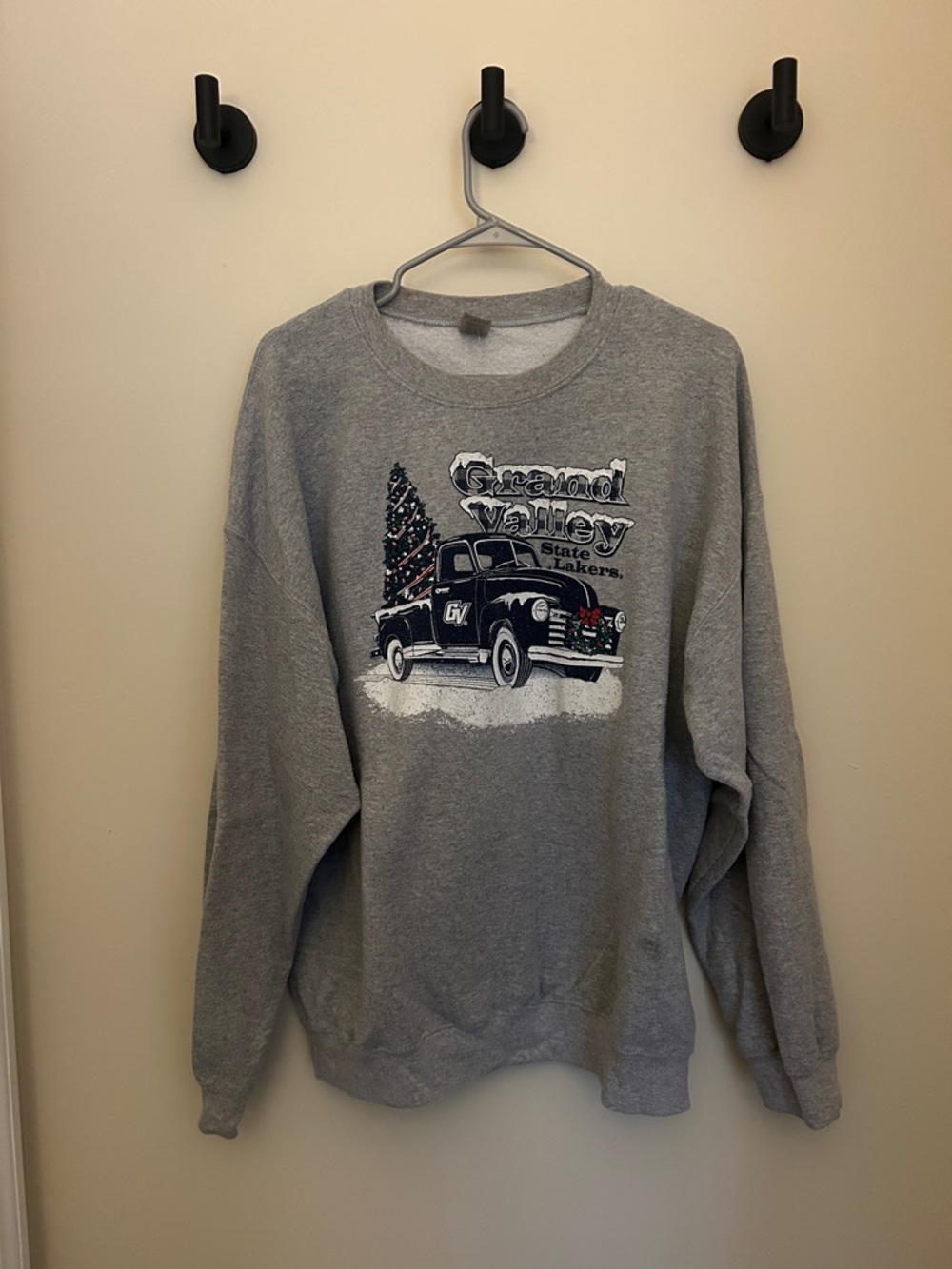 Gildan Grey Crewneck Sweatshirt with Vintage Truck & Tree Graphic